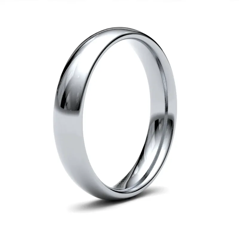 18ct White Gold Traditional Court 4mm Medium Weight Polished Ladies Wedding Ring