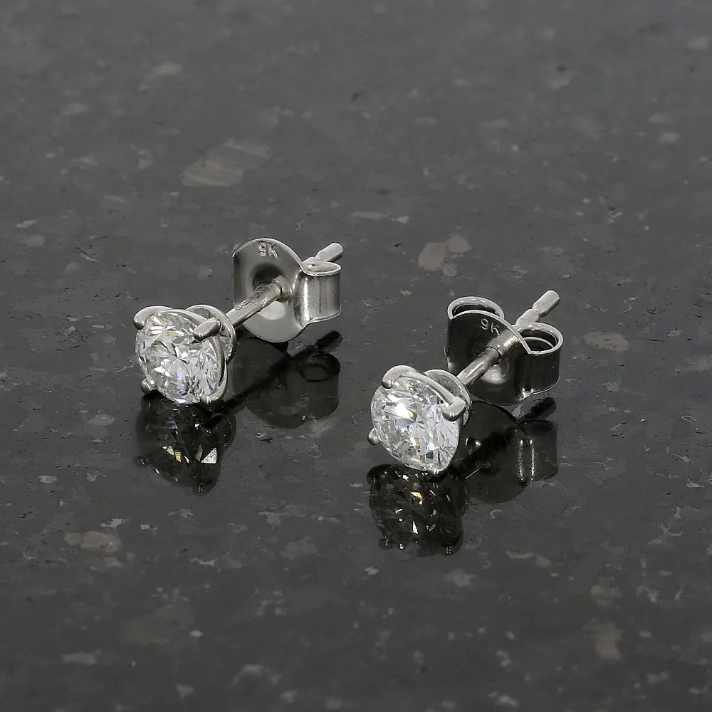 9ct White Gold 0.82cts Lab Created Brilliant Cut Diamond Solitaire Stud Earrings
