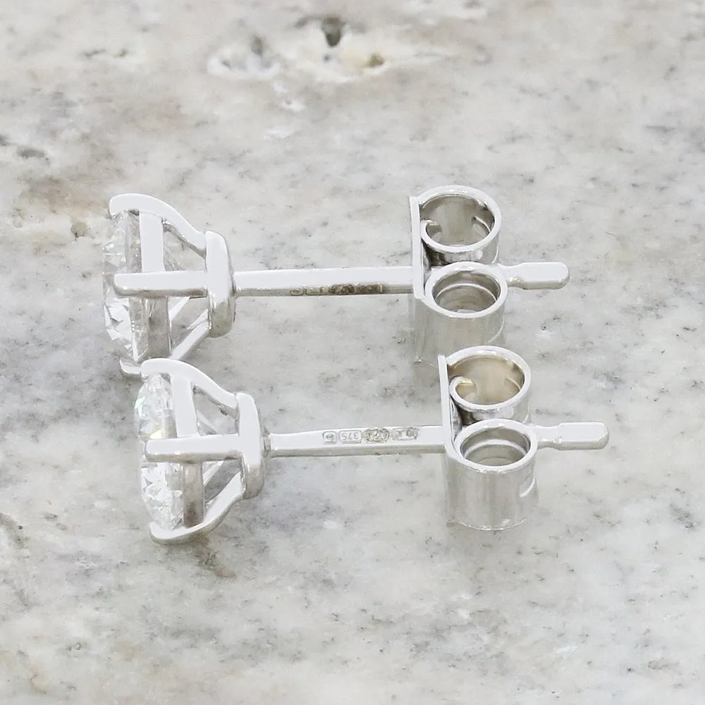 9ct White Gold 0.82cts Lab Created Brilliant Cut Diamond Solitaire Stud Earrings