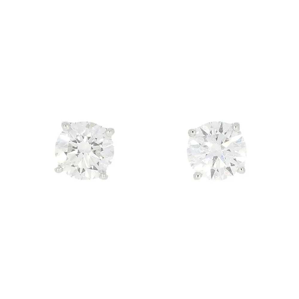 9ct White Gold 0.82cts Lab Created Brilliant Cut Diamond Solitaire Stud Earrings