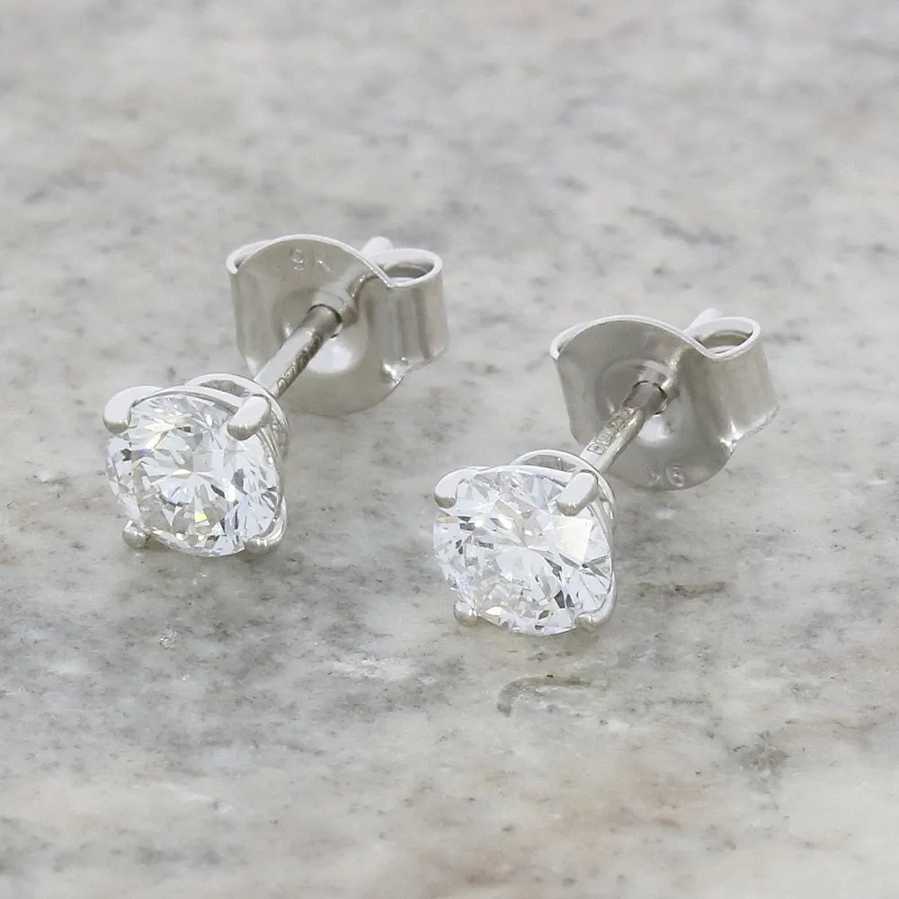 9ct White Gold 0.82cts Lab Created Brilliant Cut Diamond Solitaire Stud Earrings
