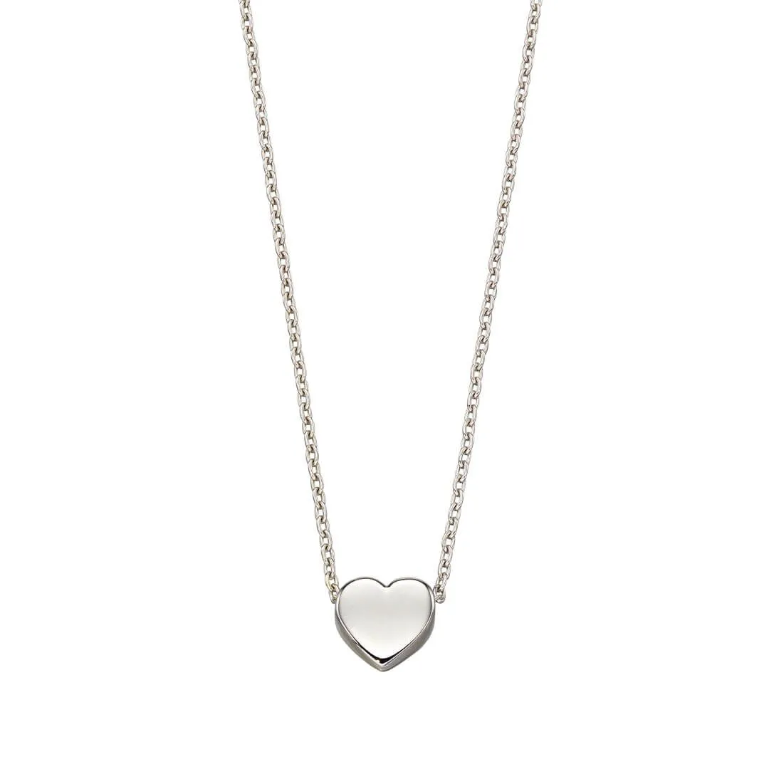 9ct White Gold Heart Necklace GN308
