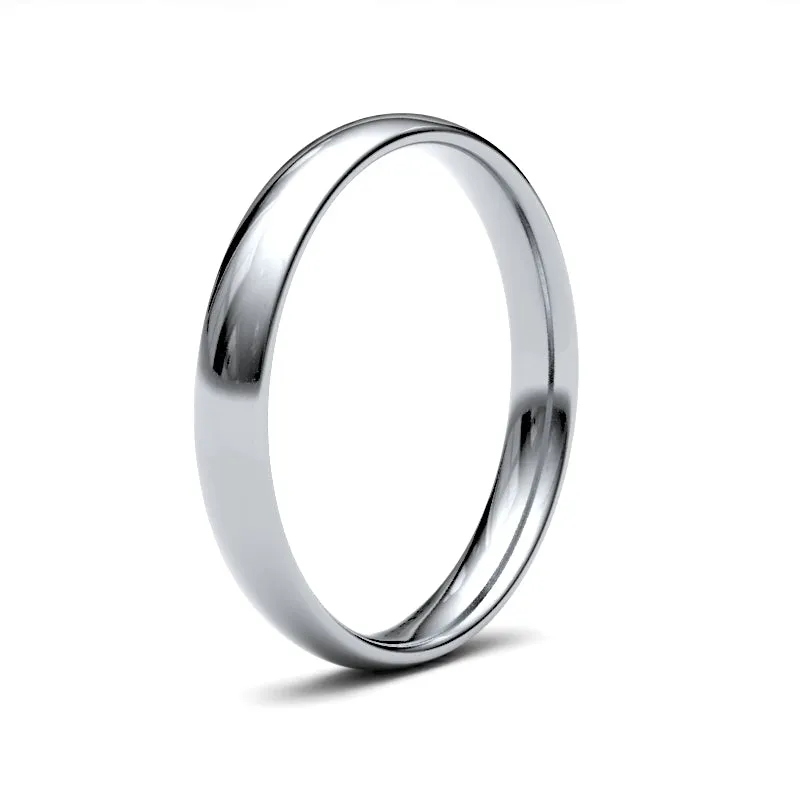 9ct White Gold Traditional Court 3.0mm Light Weight Polished Ladies Wedding Ring
