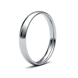 9ct White Gold Traditional Court 3.0mm Light Weight Polished Ladies Wedding Ring