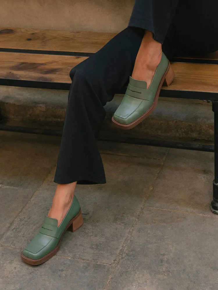 Alohas Roxanne Heeled Loafers Dusty Olive