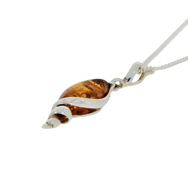 Amber Sterling Silver Pendant and Chain