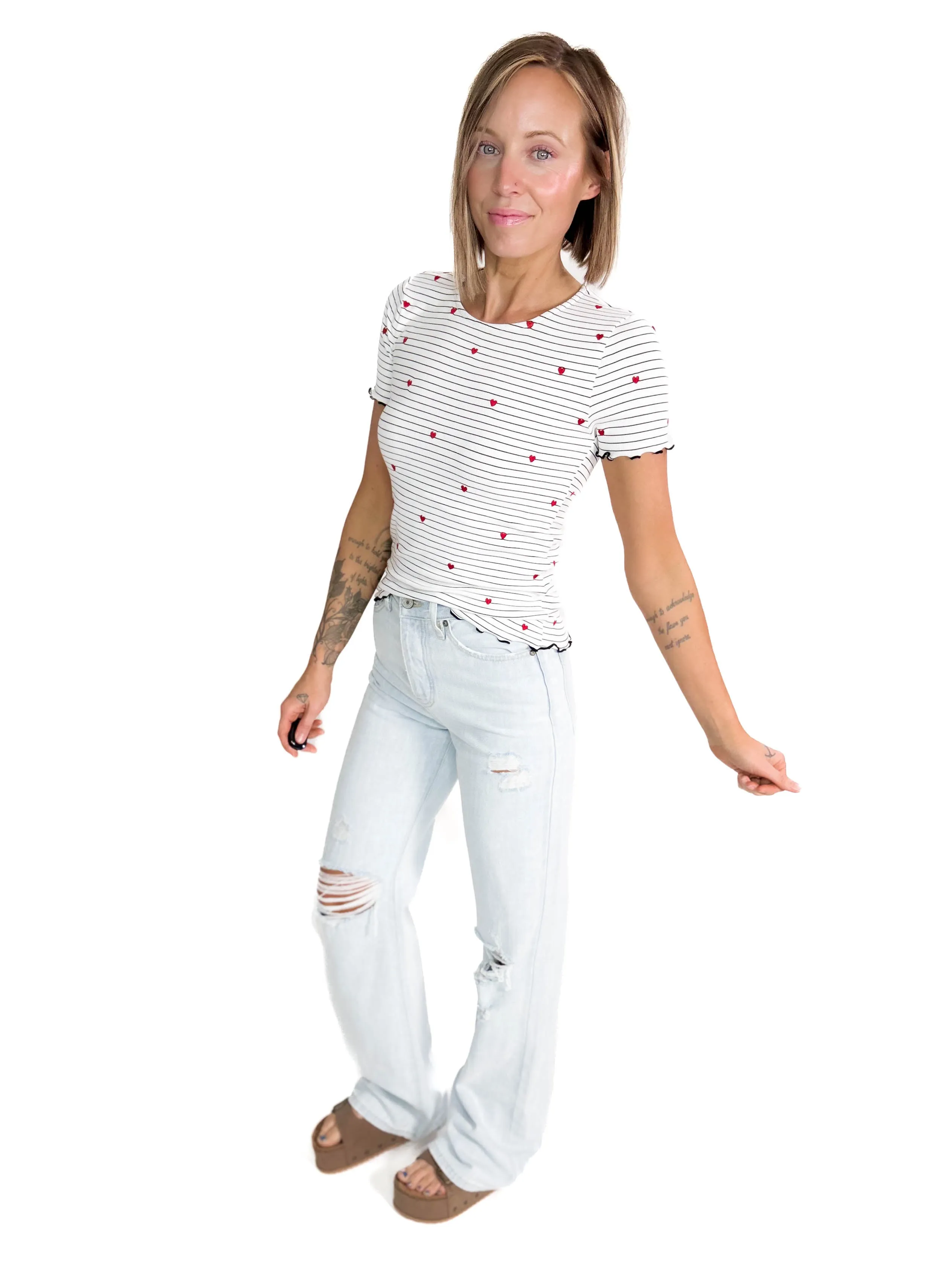 Aster Embroidered Heart Tee