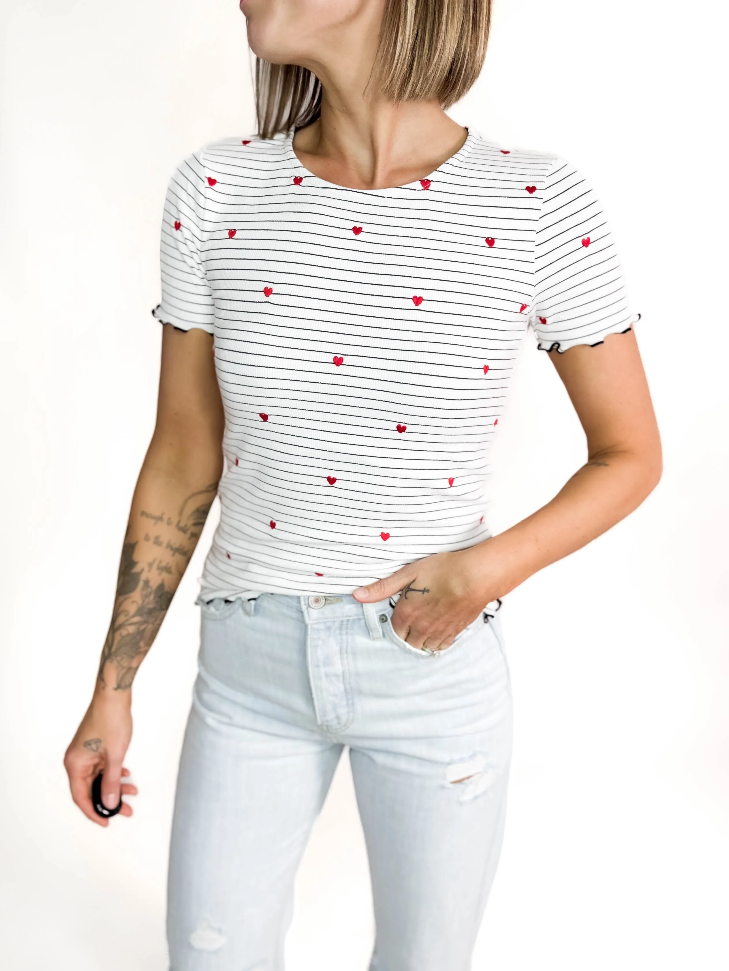 Aster Embroidered Heart Tee