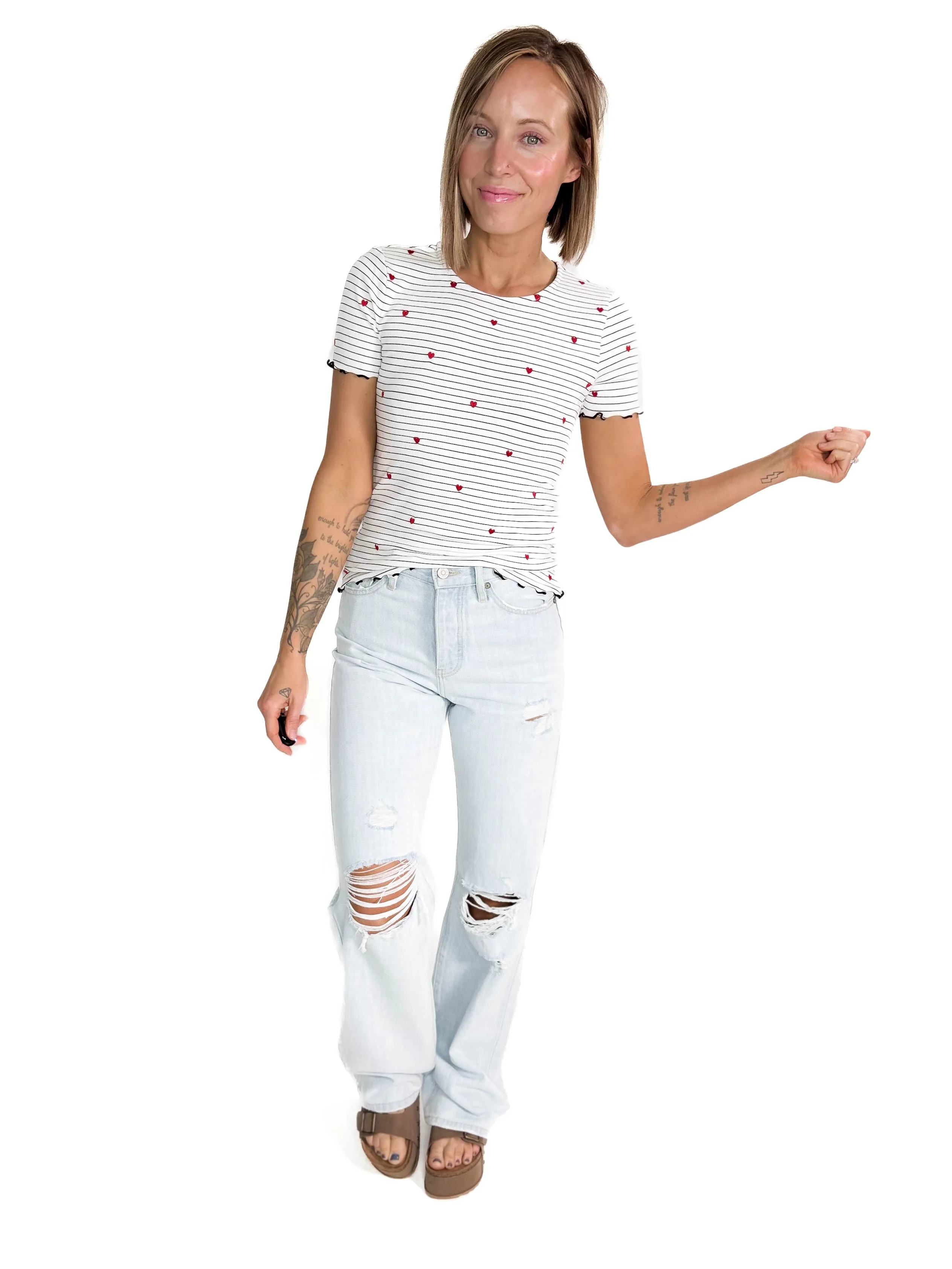 Aster Embroidered Heart Tee