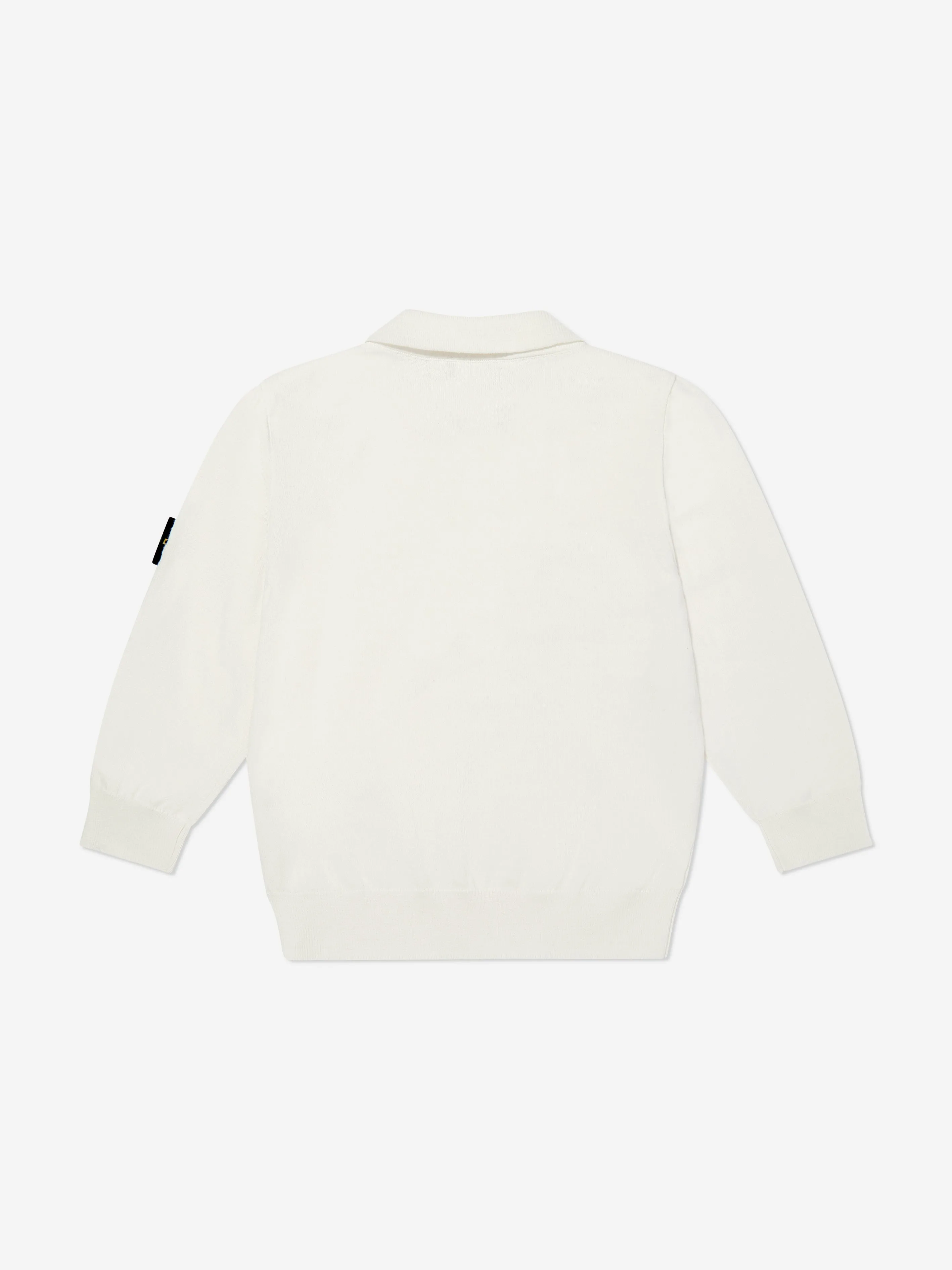 Boys Long Sleeve Knit Polo Shirt in White