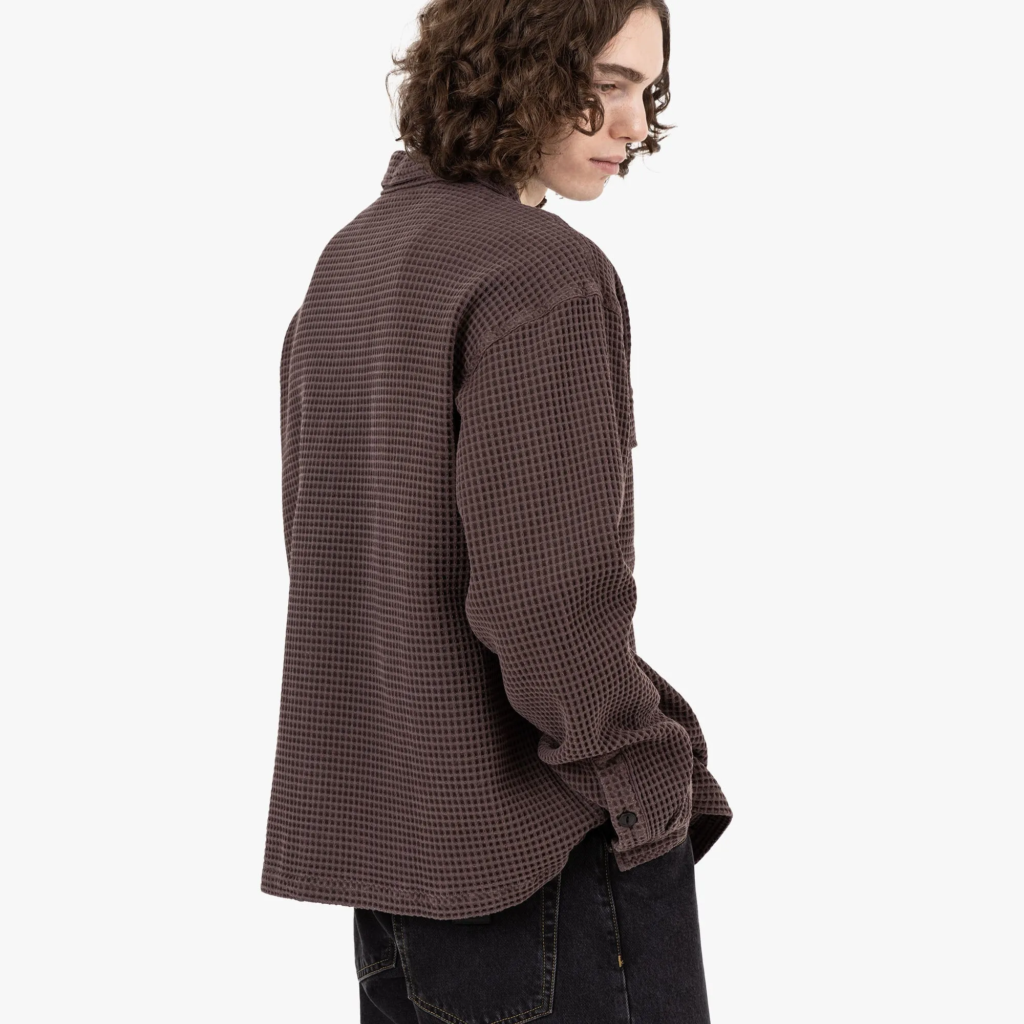 Brain Dead Waffle Button Front Shirt / Chocolate