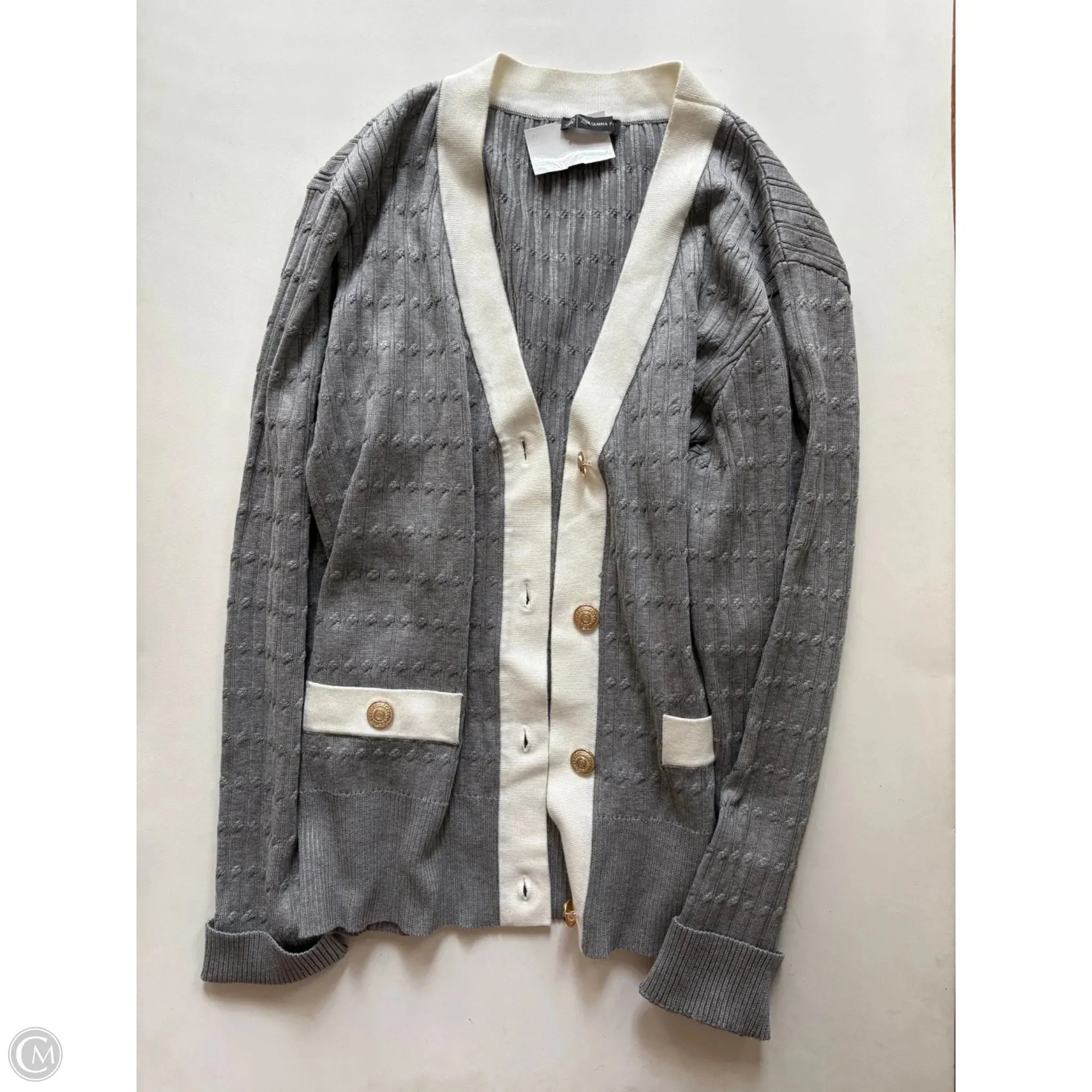Cardigan By Adrianna Papell In Grey, Size: L