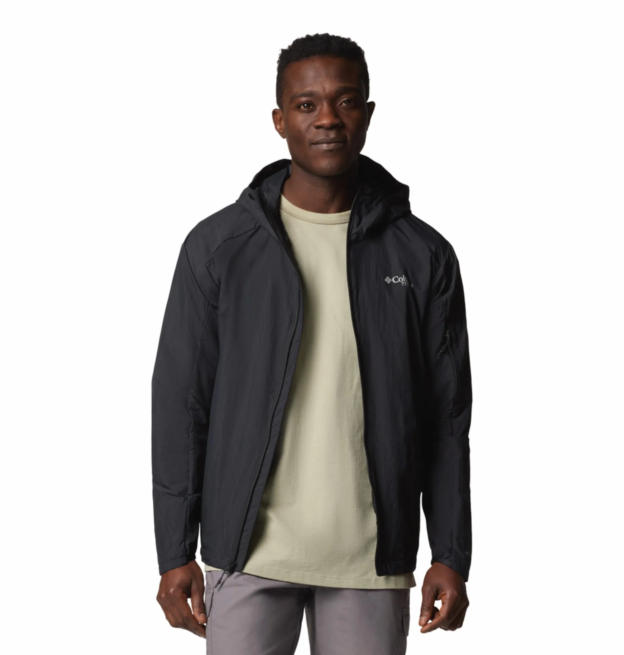 Columbia Men Black Omni-Shade Loop Trail II Windbreaker Jacket