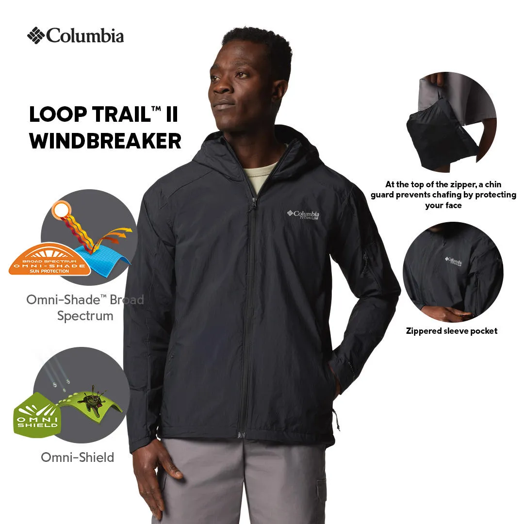 Columbia Men Black Omni-Shade Loop Trail II Windbreaker Jacket