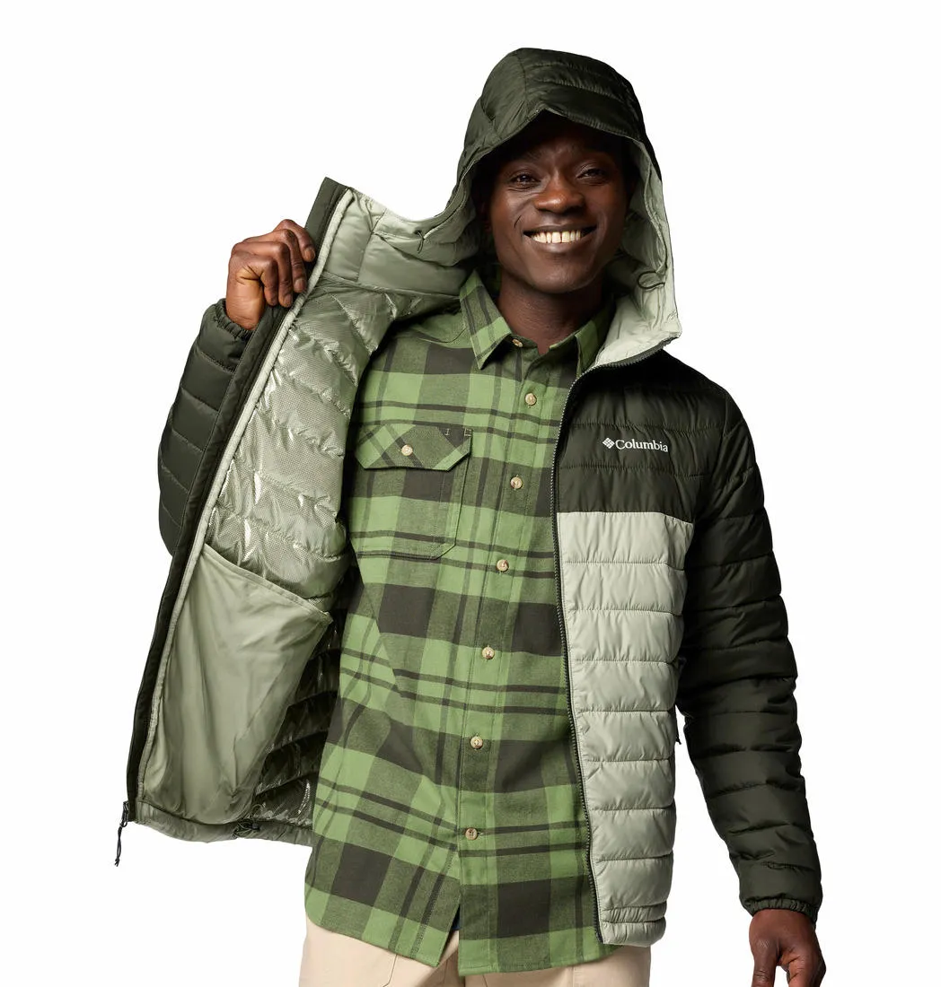 Columbia Men Green Omni-Heat Reflective Powder Lite II Hooded Jacket