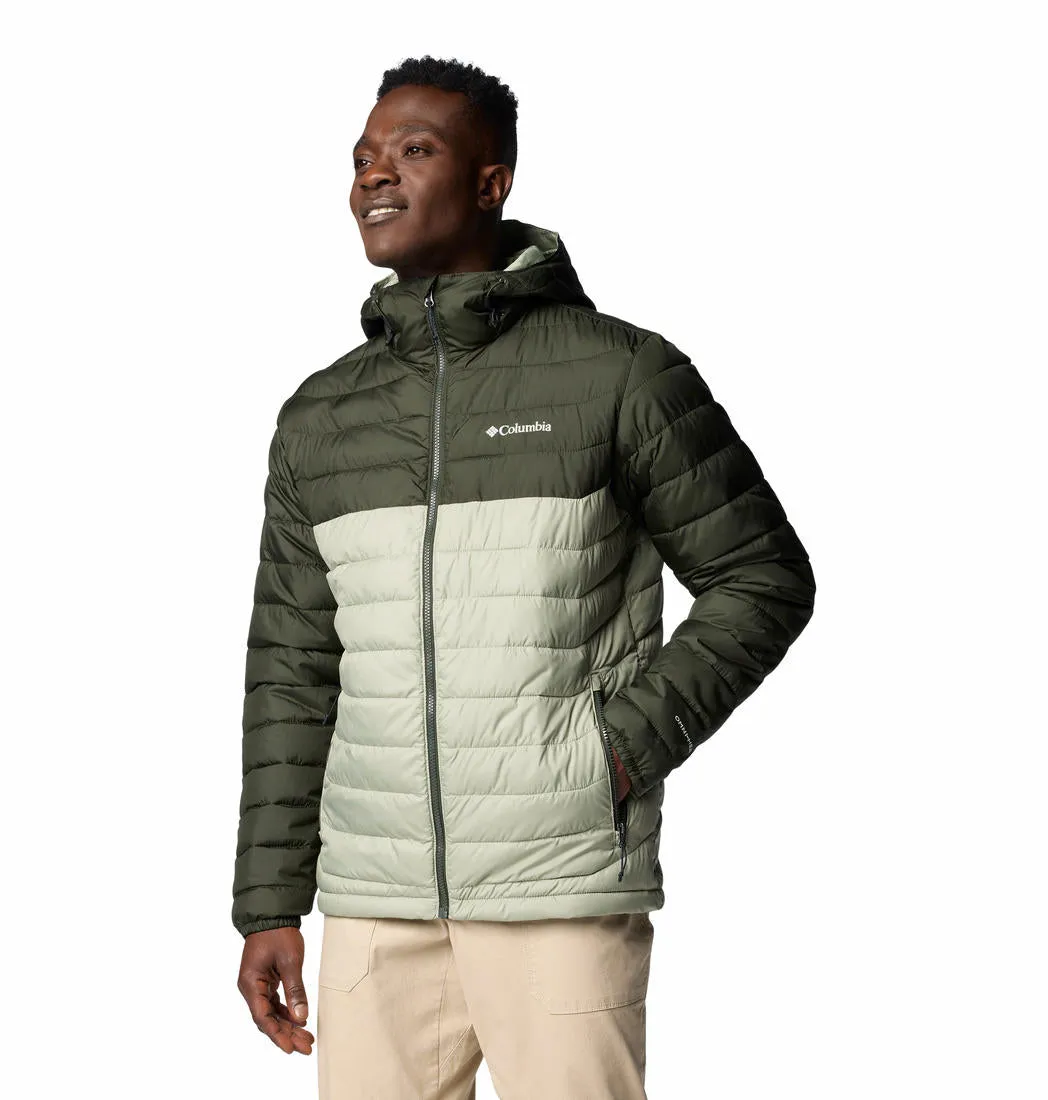 Columbia Men Green Omni-Heat Reflective Powder Lite II Hooded Jacket