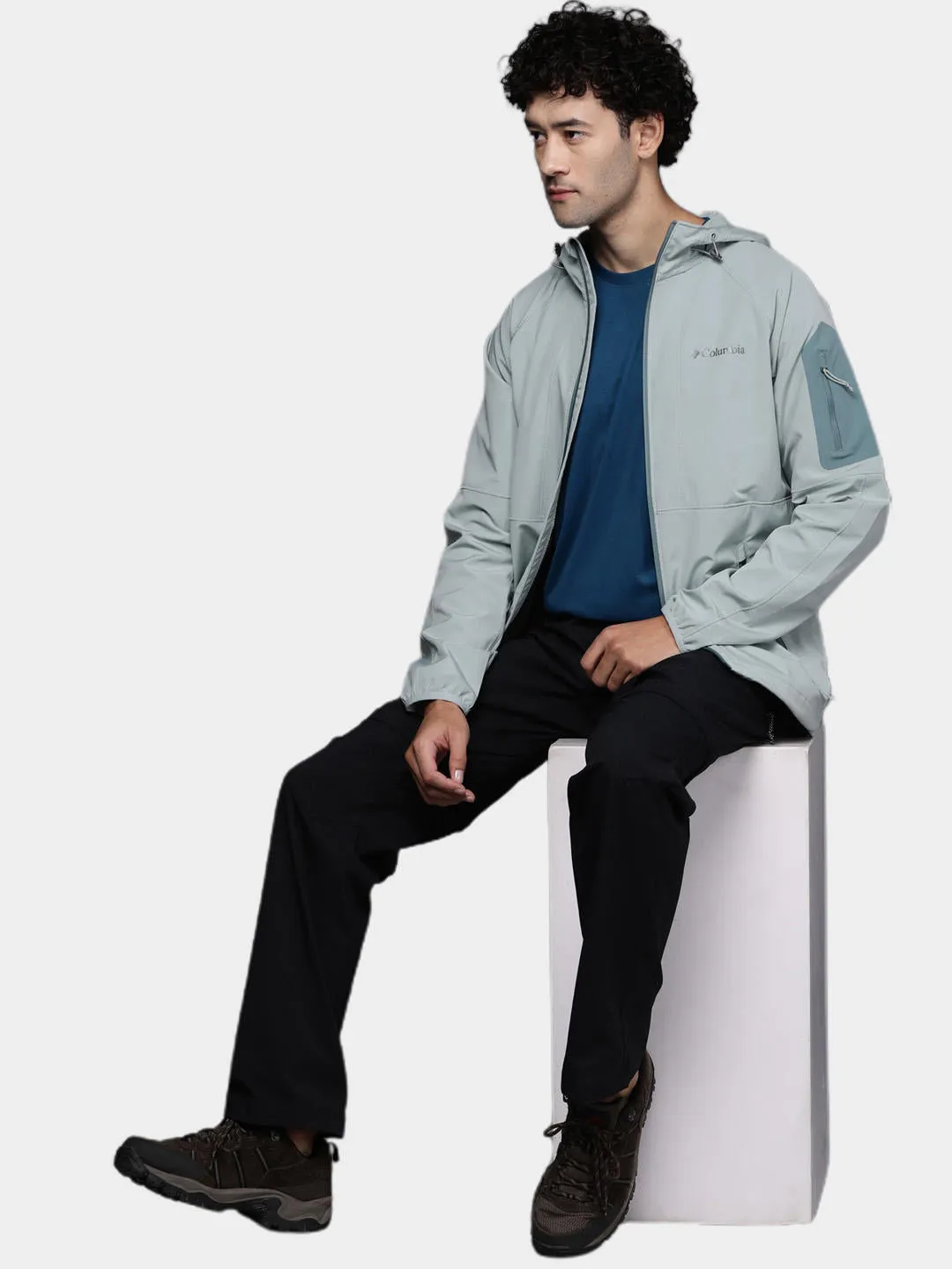 Columbia Men Green Omni-Shield Tall Heights Hooded Softshell Jacket