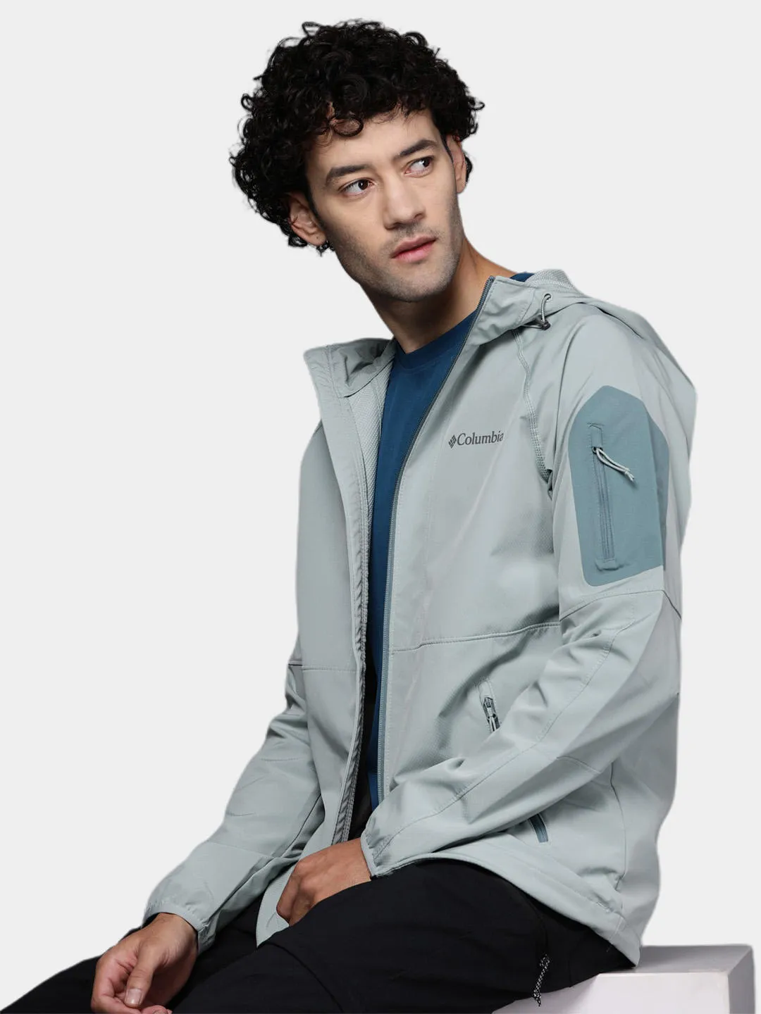 Columbia Men Green Omni-Shield Tall Heights Hooded Softshell Jacket