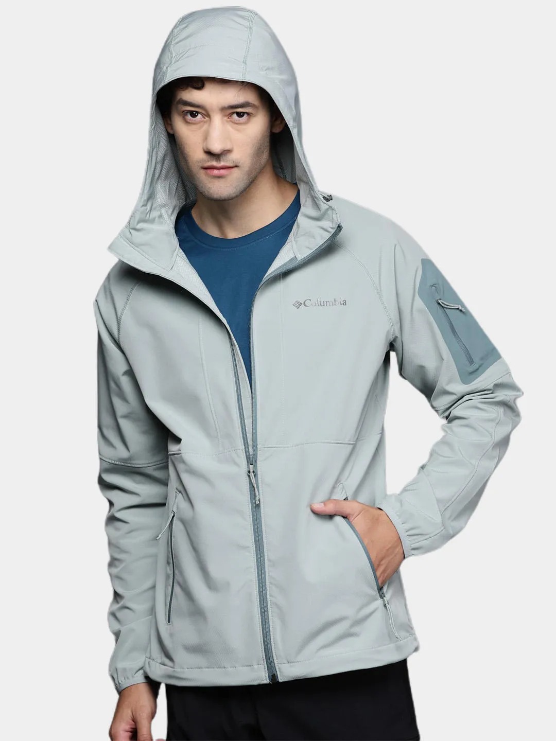 Columbia Men Green Omni-Shield Tall Heights Hooded Softshell Jacket