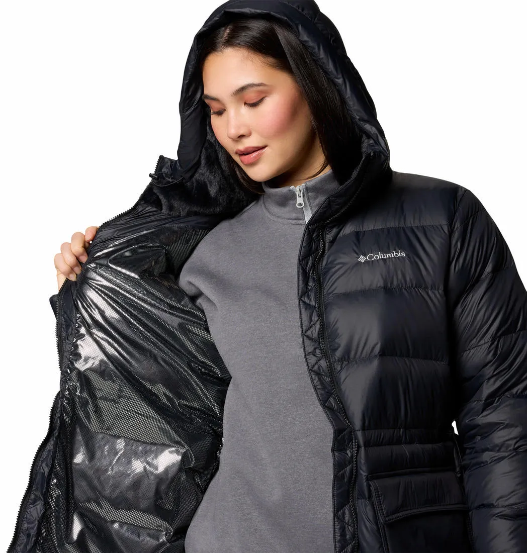 Columbia Women Black Omni-Heat Reflective Harmony Falls Mid Down Jacket