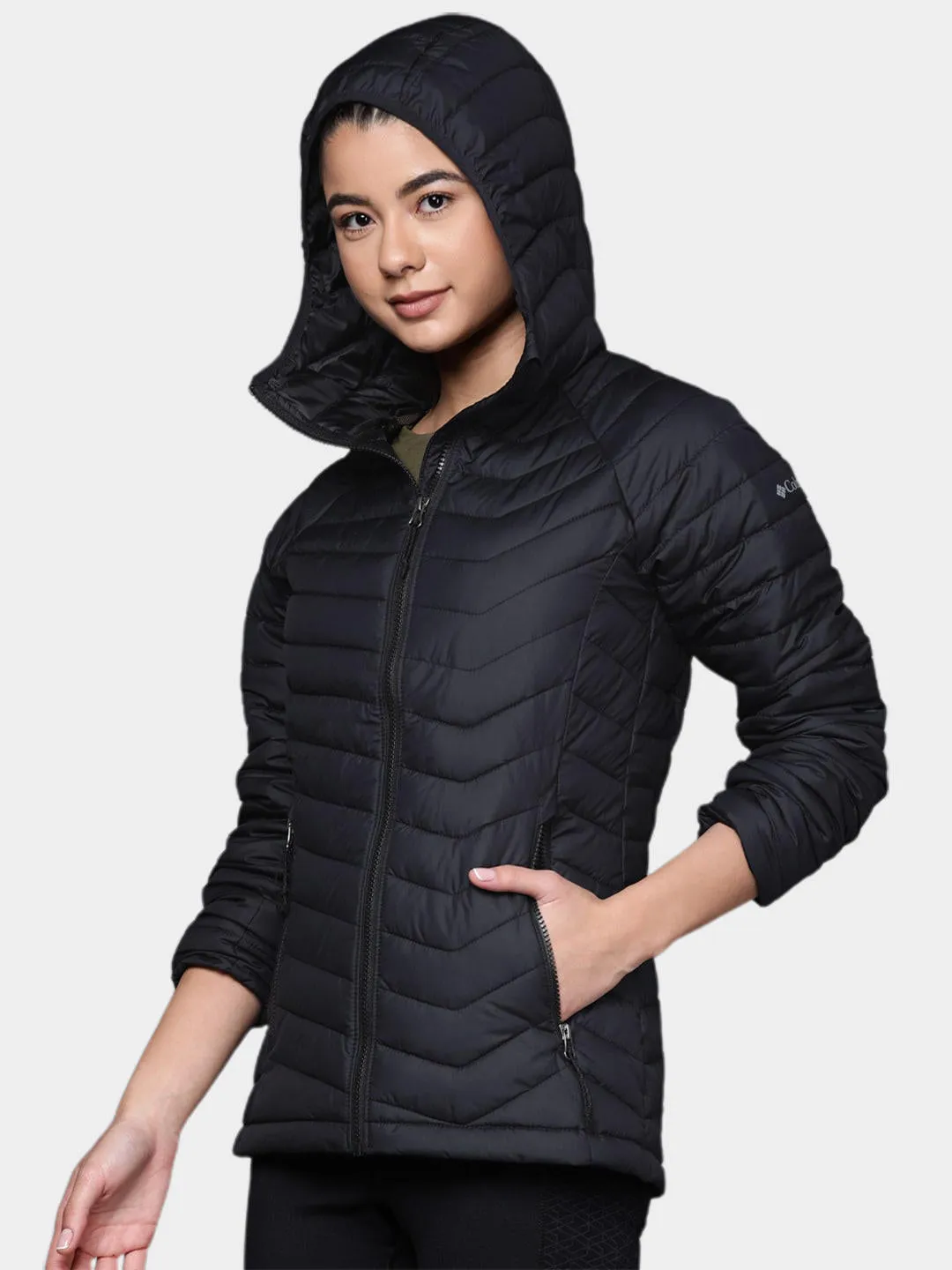 Columbia Women Black Omni-Heat Reflective Powder Lite Hooded Jacket