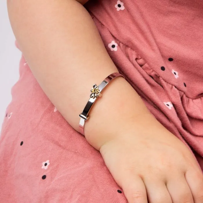 D for Diamond Sterling Silver Bee Baby Bangle B5369
