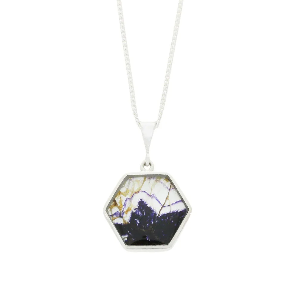 Derbyshire Blue John and Labradorite Medium Sterling Silver Pendant and Chain