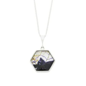 Derbyshire Blue John and Labradorite Medium Sterling Silver Pendant and Chain