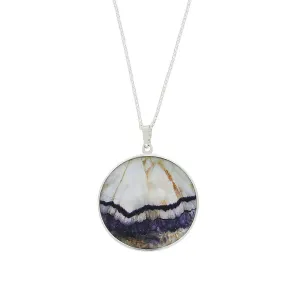 Derbyshire Blue John Silver Tree of Life Large Round Pendant And Chain