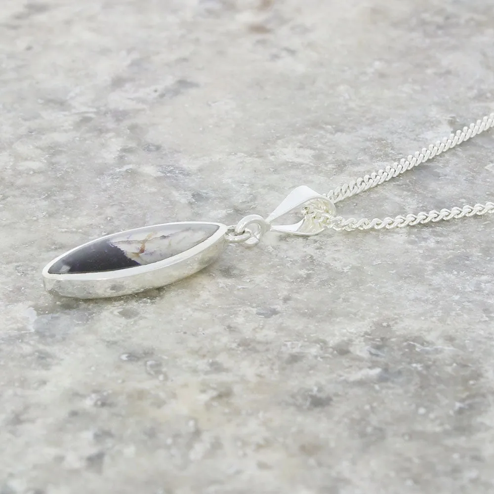 Derbyshire Blue John Small Marquise Pendant And Chain