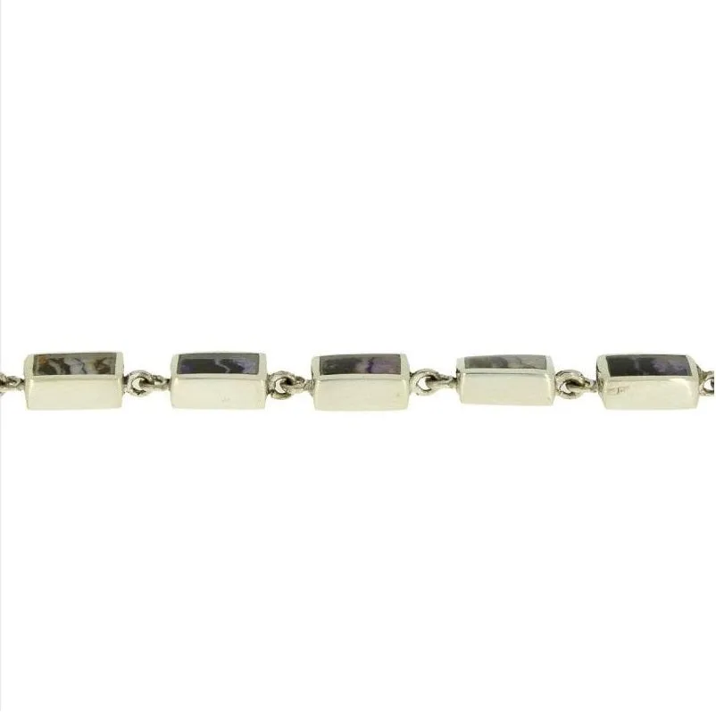 Derbyshire Blue John Sterling Silver Oblong Link Bracelet