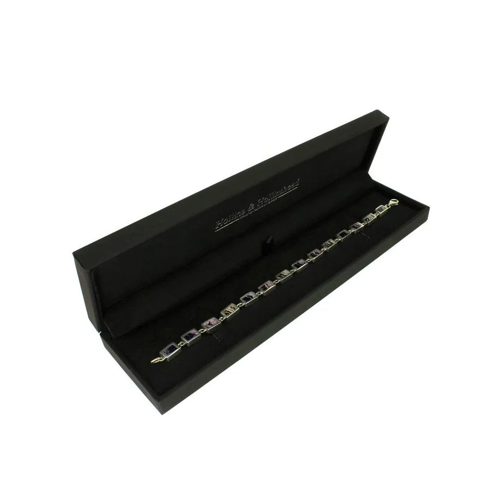 Derbyshire Blue John Sterling Silver Oblong Link Bracelet