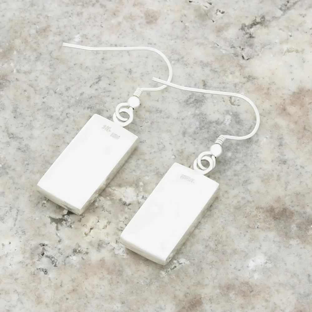Derbyshire Blue John Sterling Silver Rectangular Drop Earrings