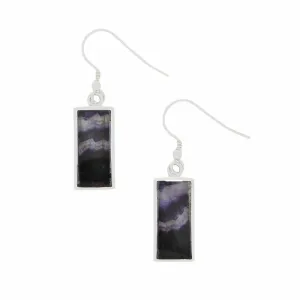 Derbyshire Blue John Sterling Silver Rectangular Drop Earrings