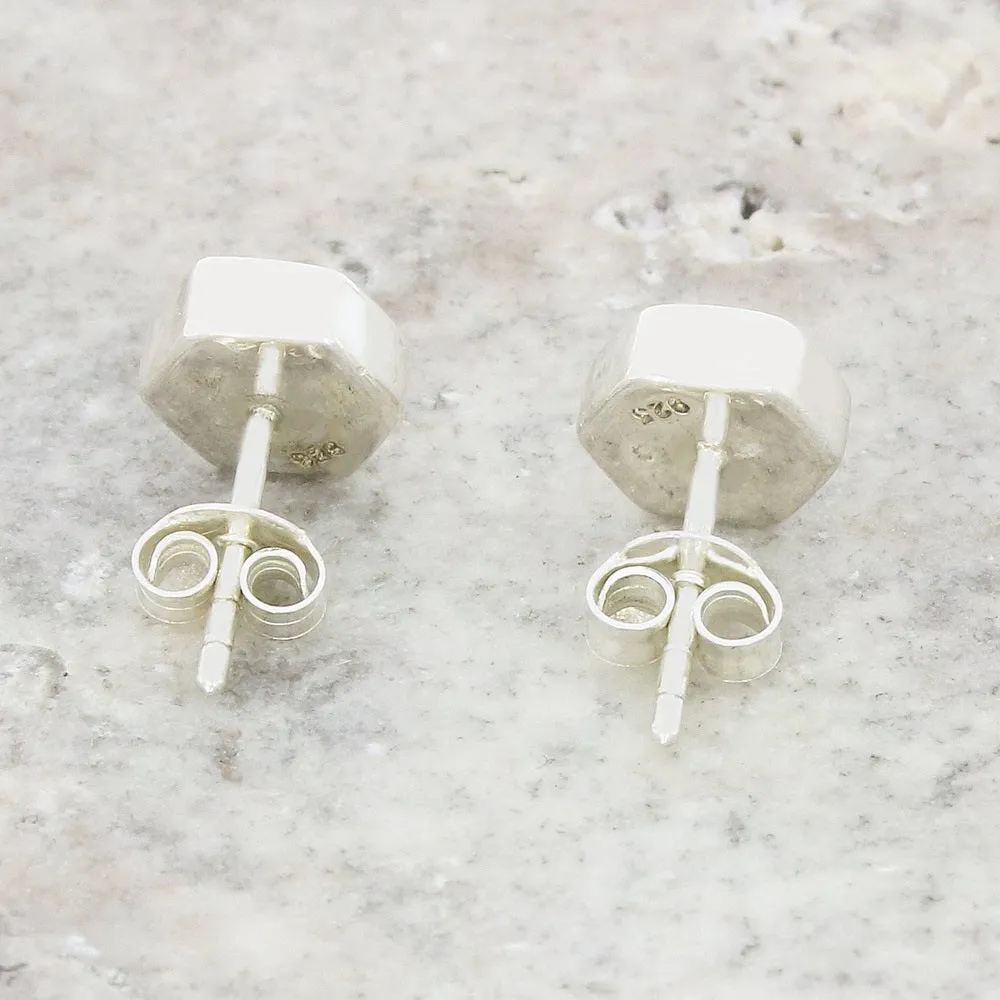 Derbyshire Blue John Sterling Silver Small Hexagonal Stud Earrings