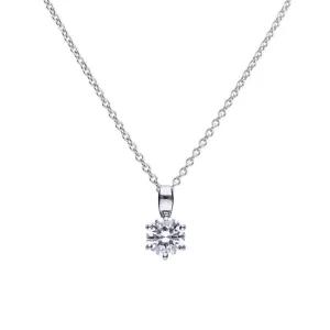 Diamonfire Sterling Silver 0.75ct Cubic Zirconia Solitaire Pendant and Chain P4609