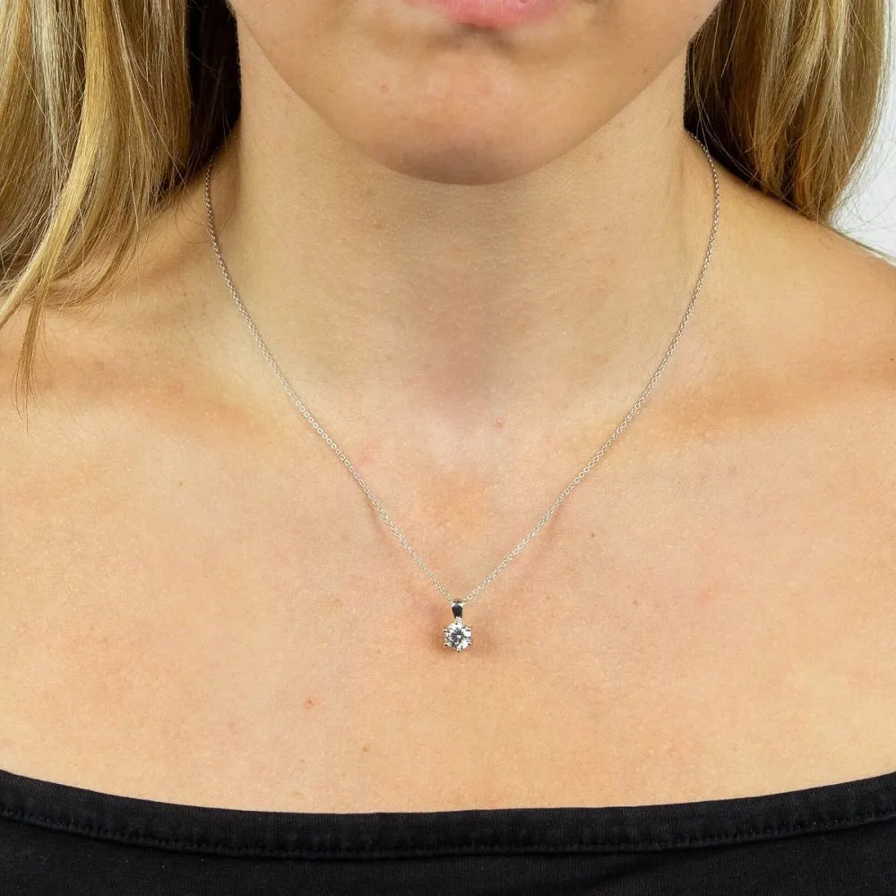 Diamonfire Sterling Silver 0.75ct Cubic Zirconia Solitaire Pendant and Chain P4609