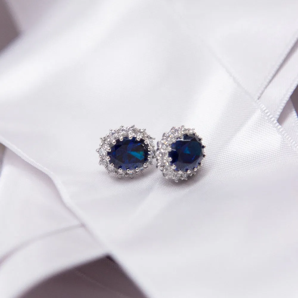 Diamonfire Sterling Silver Blue Cubic Zirconia Earrings E5586
