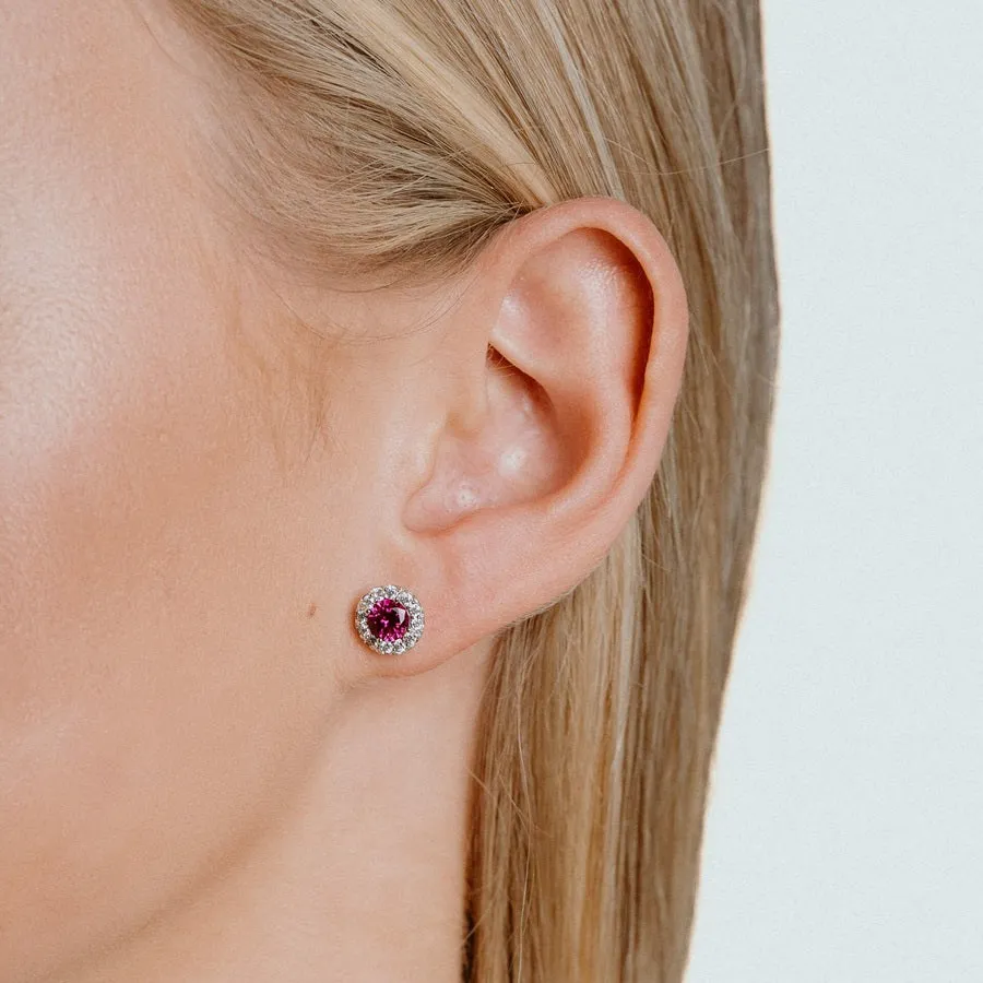 Diamonfire Sterling Silver Ruby Red Zirconia Earrings E5654