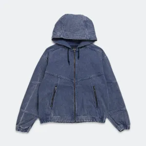 Faded Zip-Up Blouson - Blue
