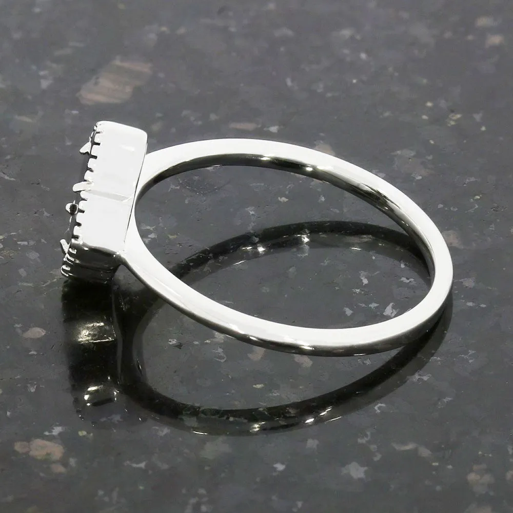 Four Leaf Clover Sterling Silver Ring Black Stone GVL041