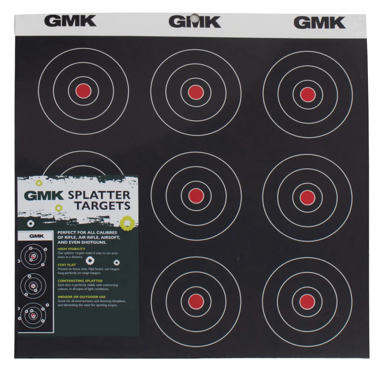 GMK 9 Bullseye Reactive Target 12x12 White