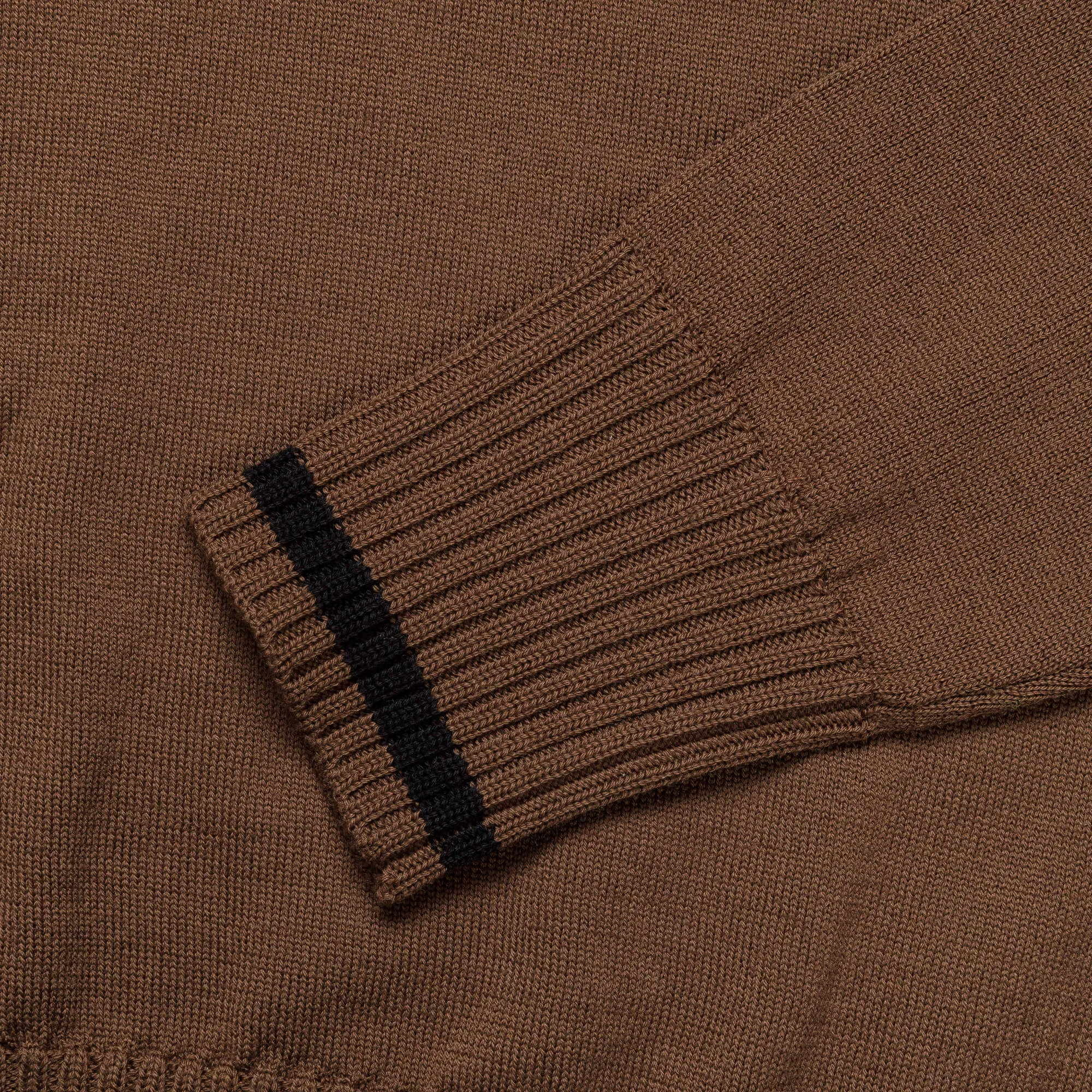 Heavy Trim Polo - Extrafine Merino Wool Tobacco/Black