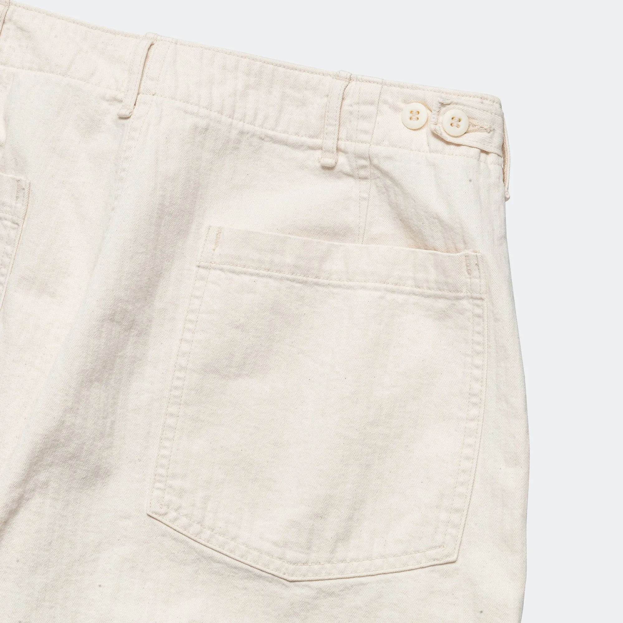 Herringbone Summer Fatigue Pants - Ecru