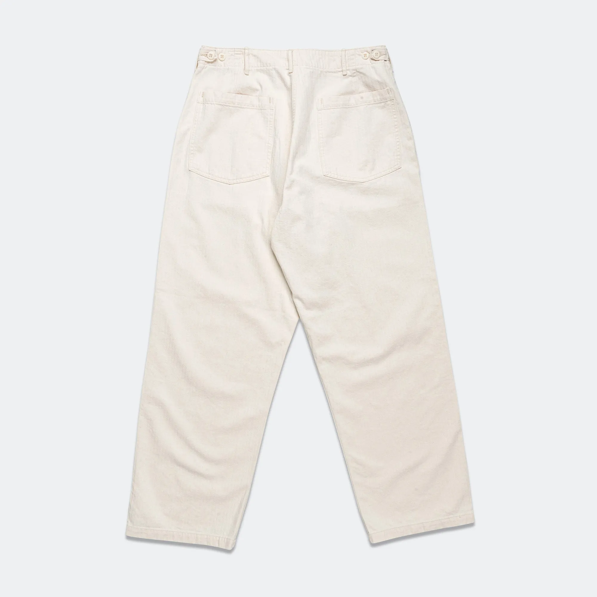 Herringbone Summer Fatigue Pants - Ecru