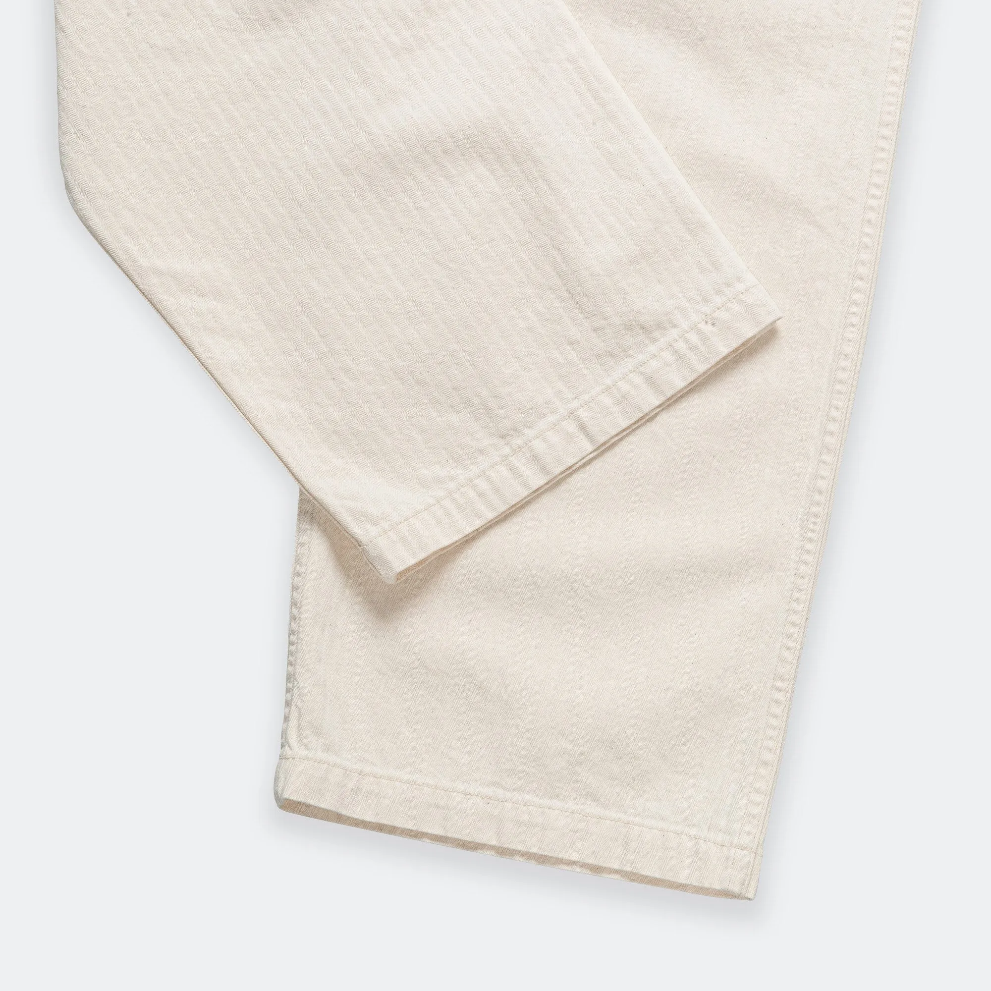 Herringbone Summer Fatigue Pants - Ecru