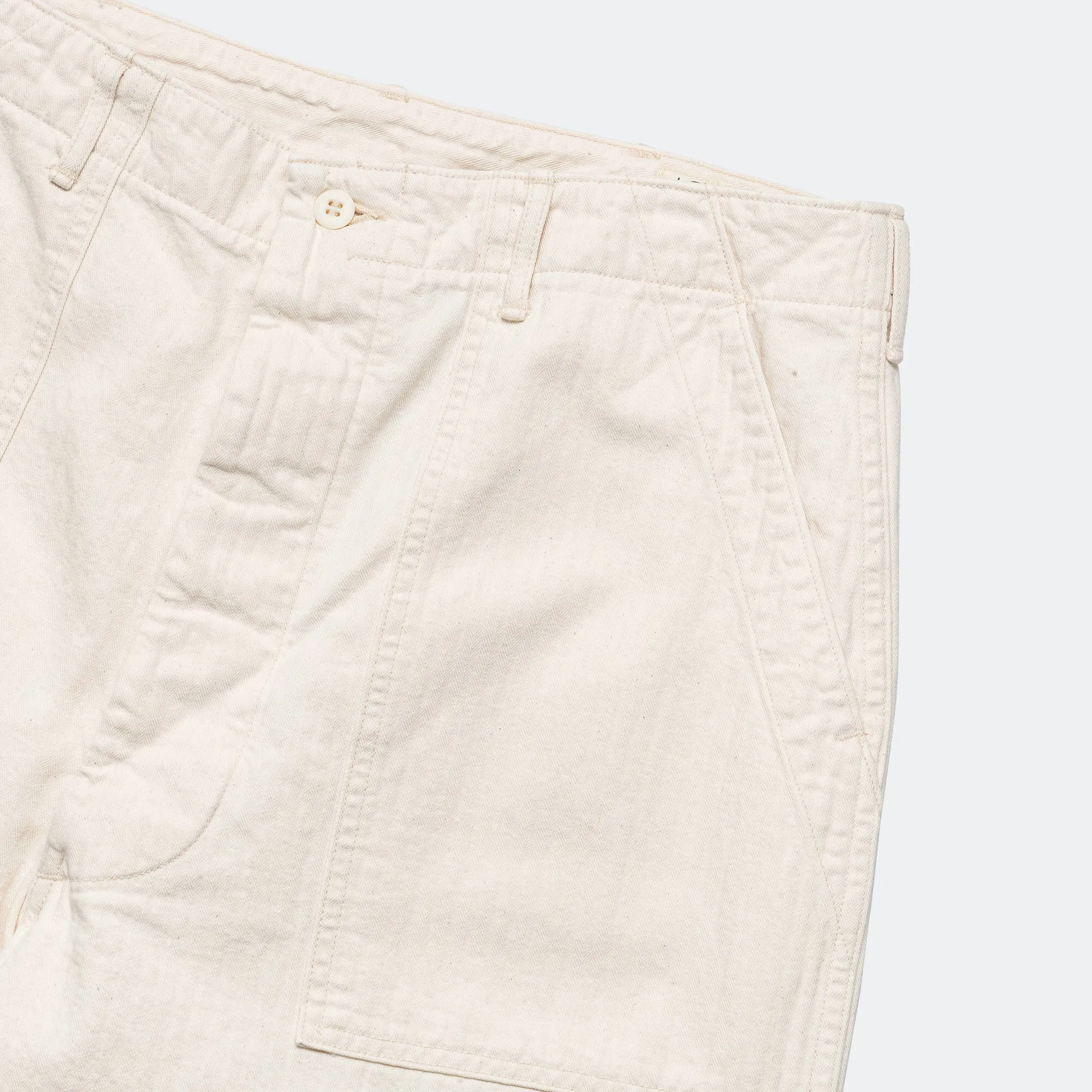 Herringbone Summer Fatigue Pants - Ecru