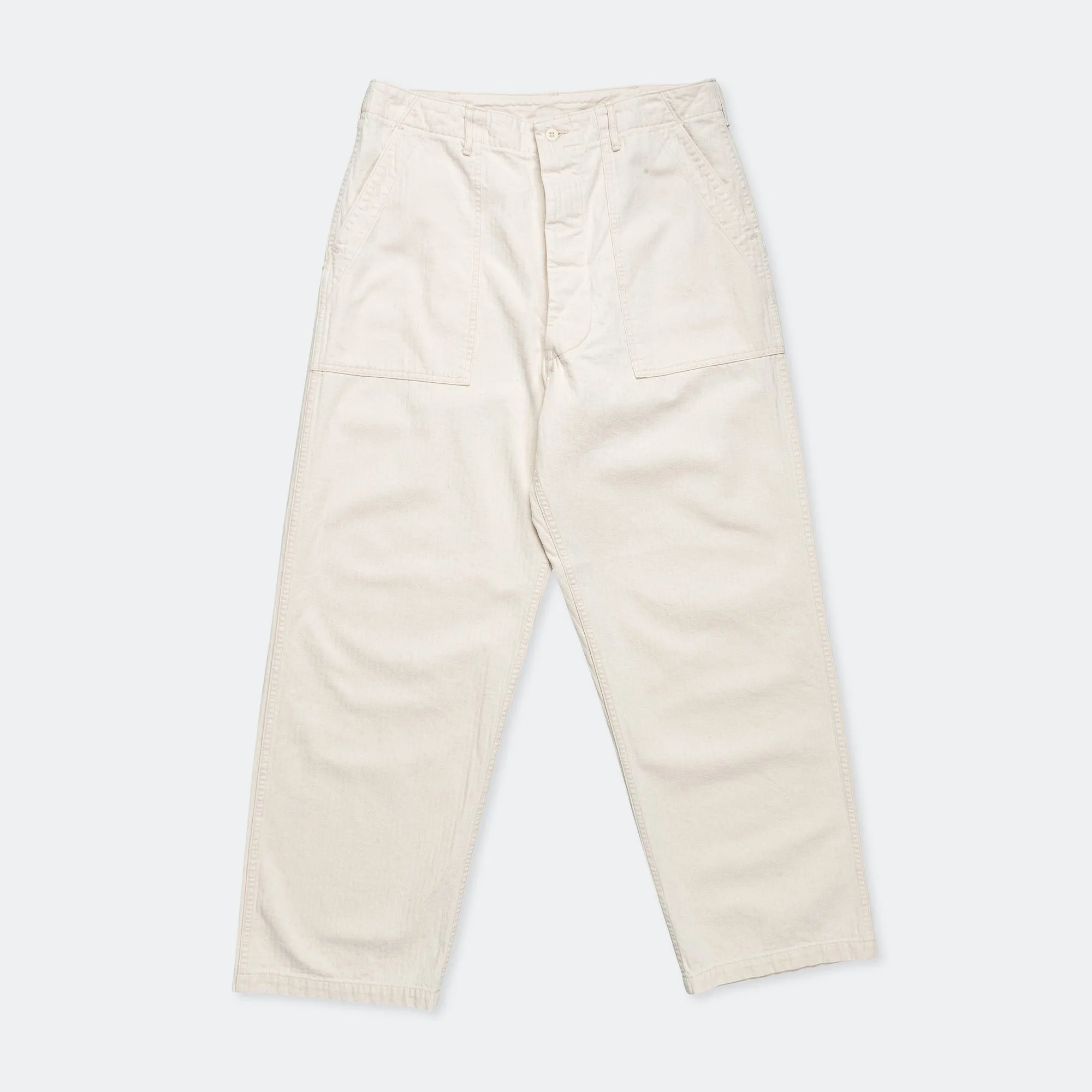 Herringbone Summer Fatigue Pants - Ecru
