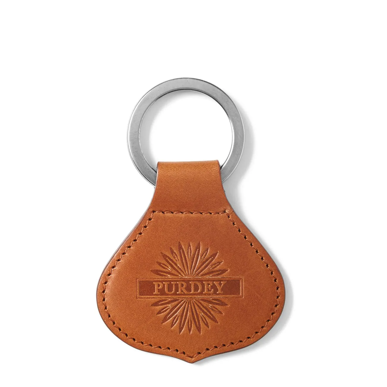 James Purdey Vegetable Tanned Leather Crown Keyring London Tan