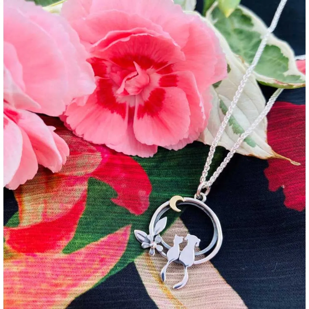 Linda MacDonald Cat and Dog Moonlight Best Friends Collection Necklace EBFR2